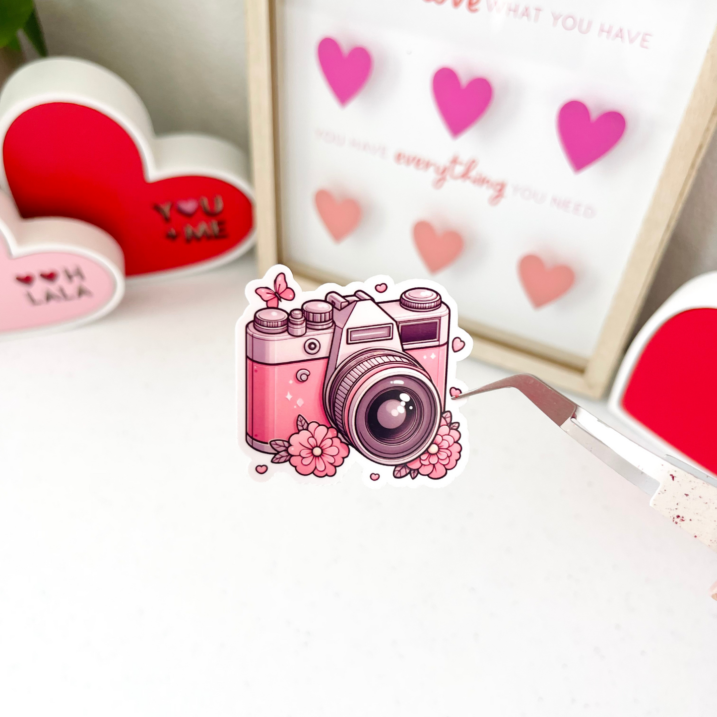 Pink Retro Camera Sticker