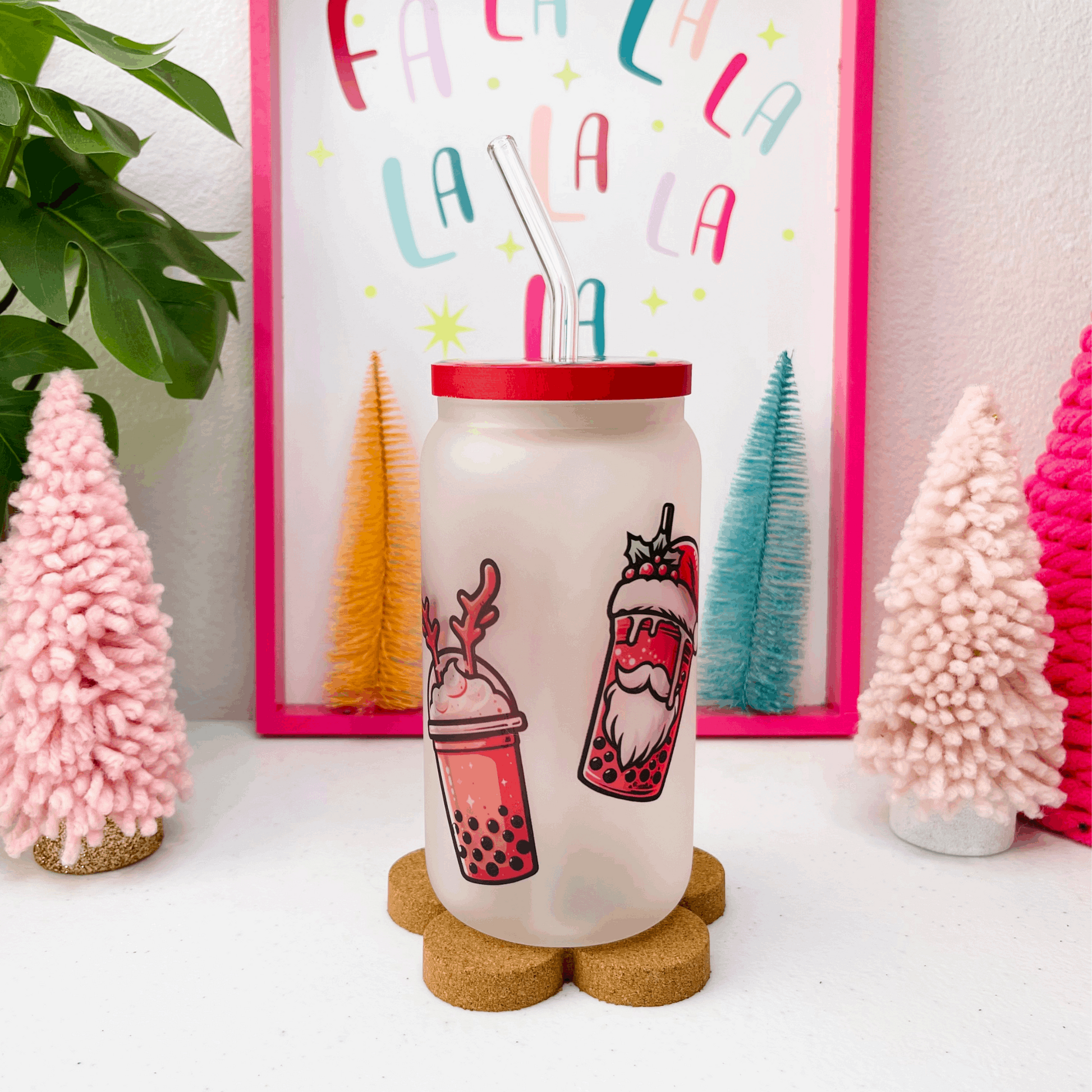 Christmas Bubble Tea Glass Can