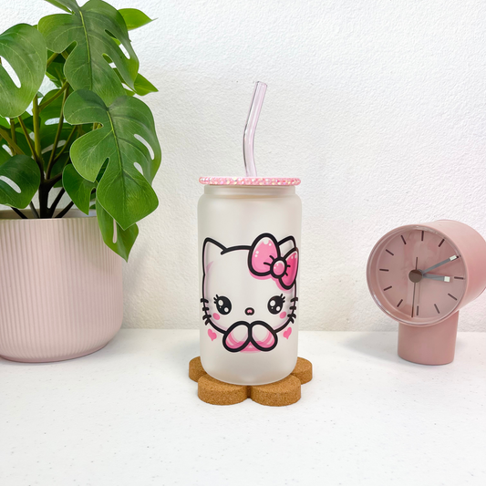 Kawaii Kitty Glass Cup (RTS)