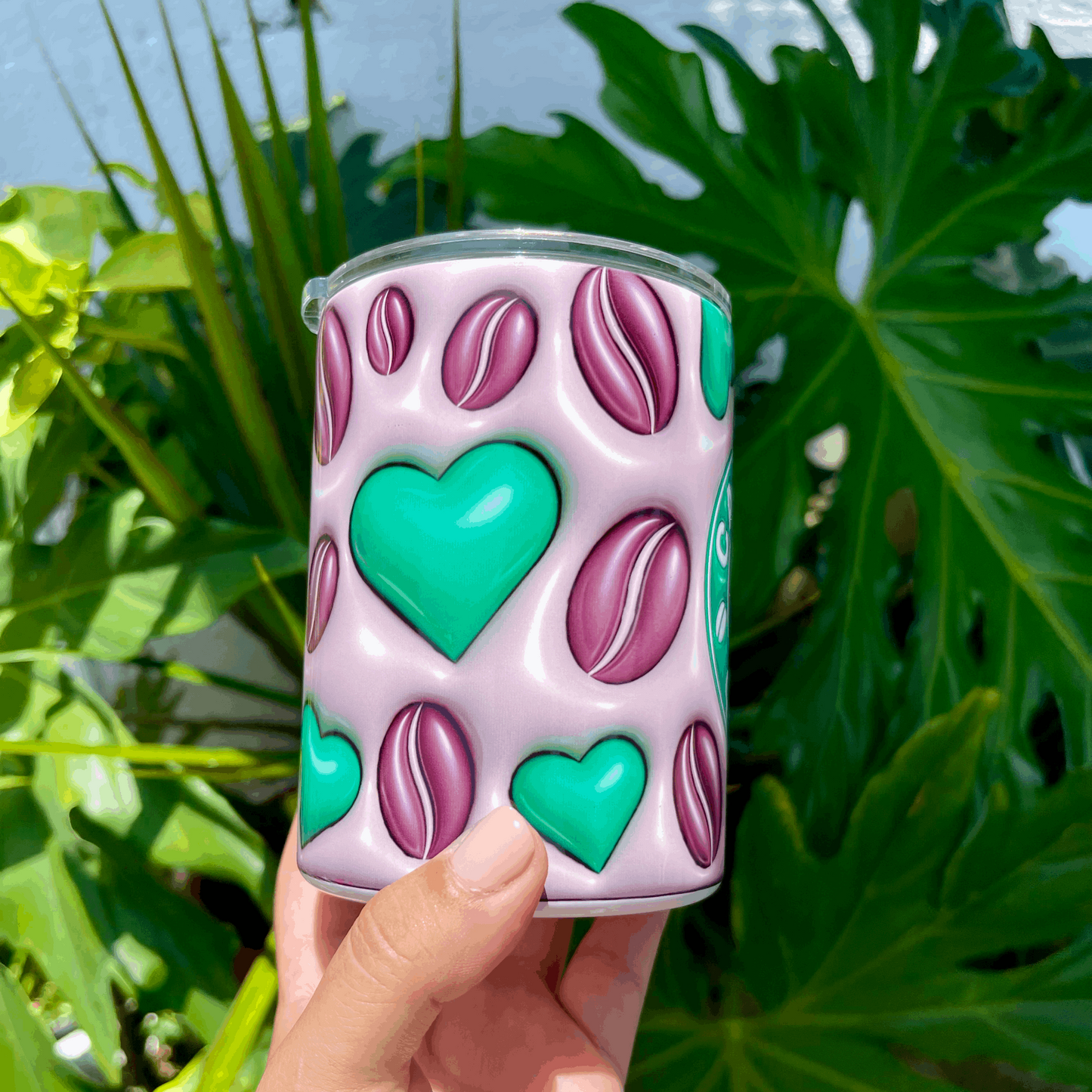 Caffeine Queen Mini Tumbler | Green Hearts