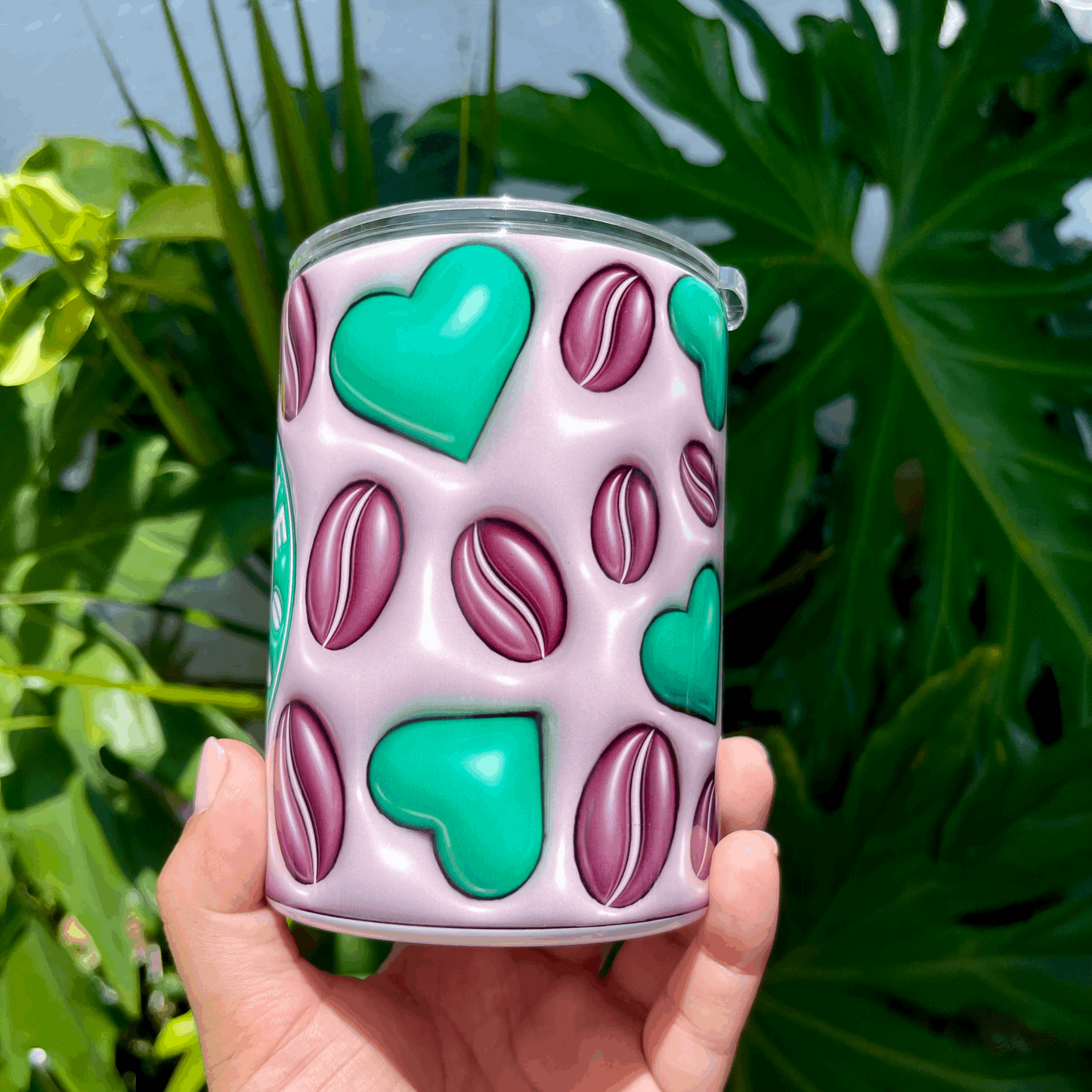 Caffeine Queen Mini Tumbler | Green Hearts