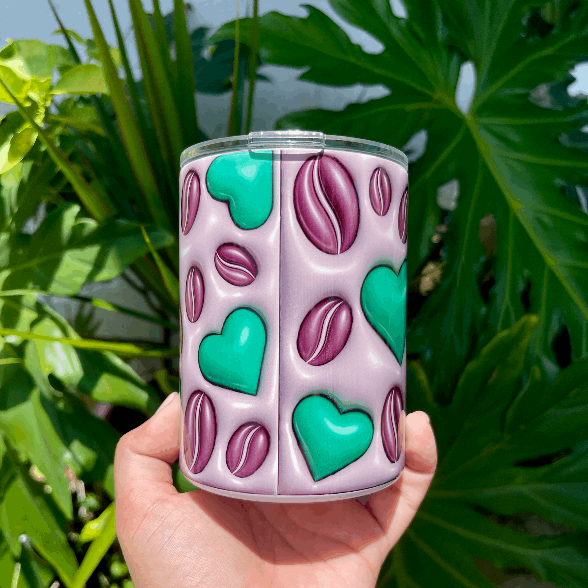 Caffeine Queen Mini Tumbler | Green Hearts