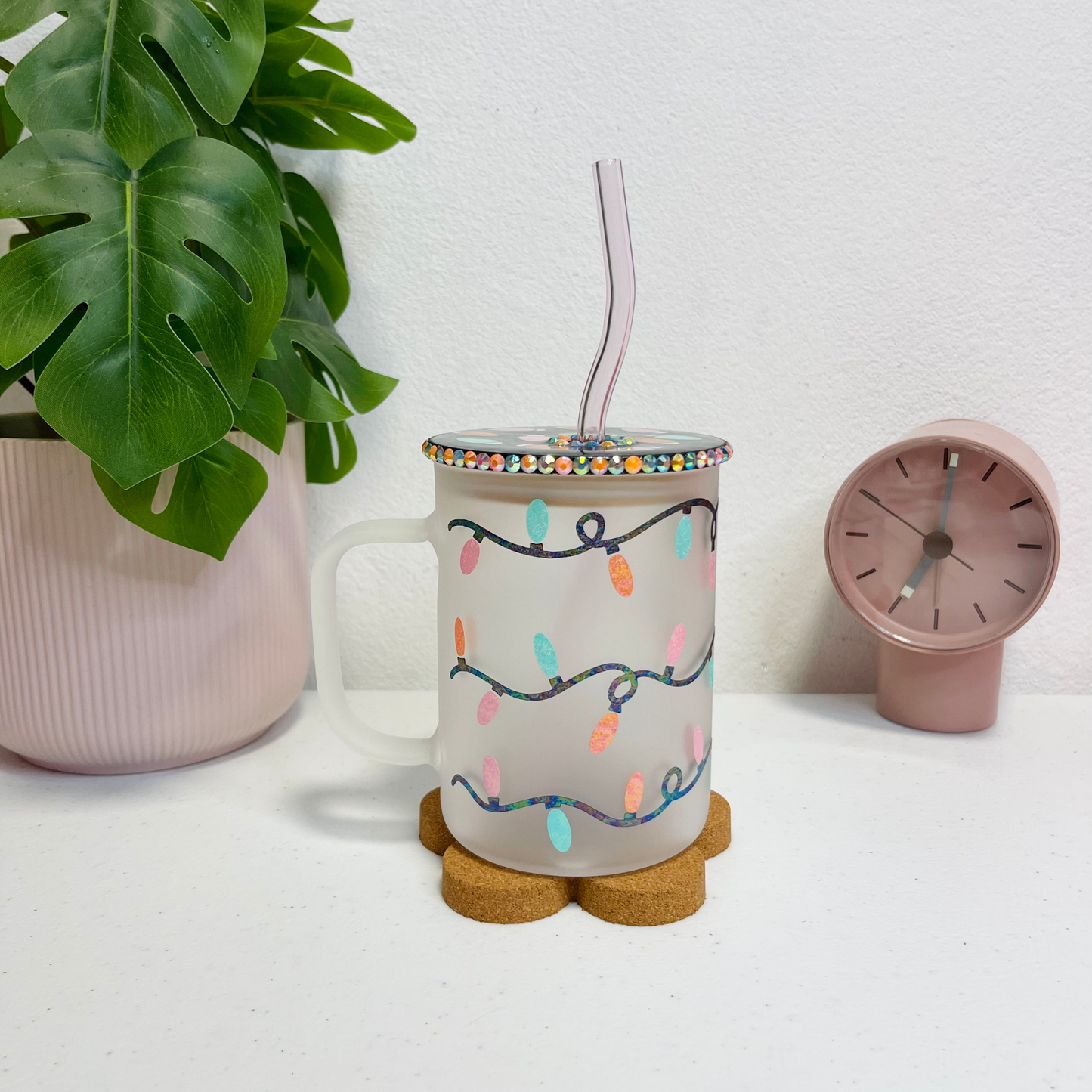 Christmas Lights Glass Mug (RTS)