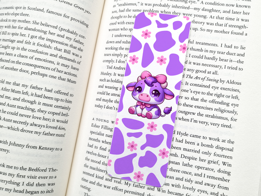 Purple Kawaii Cow Bookmark