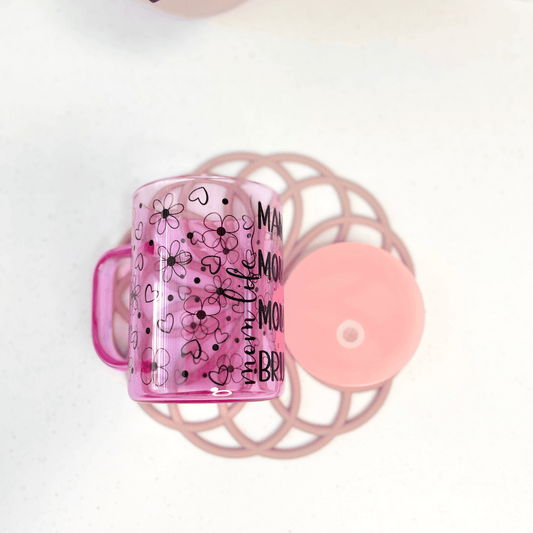 Mama to Bruh Pink Glass Mug