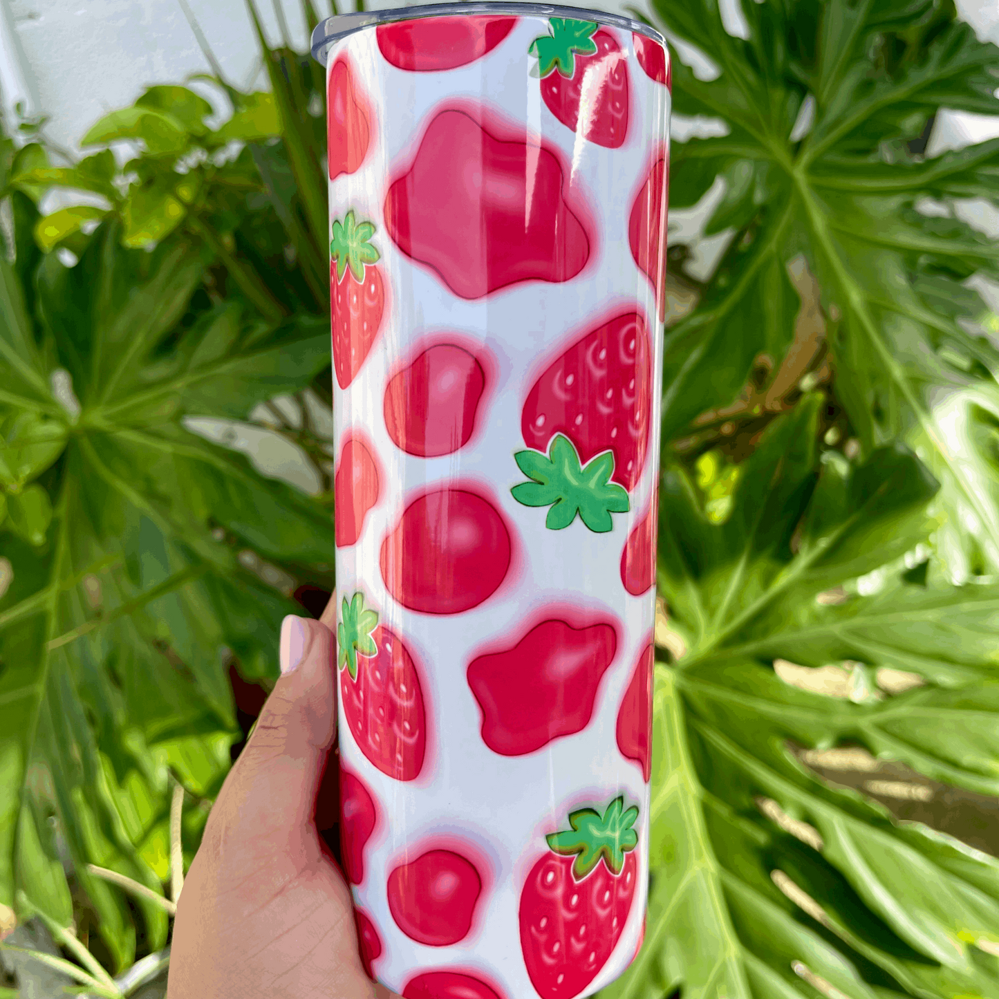 Strawberry Cow Print Skinny Tumbler